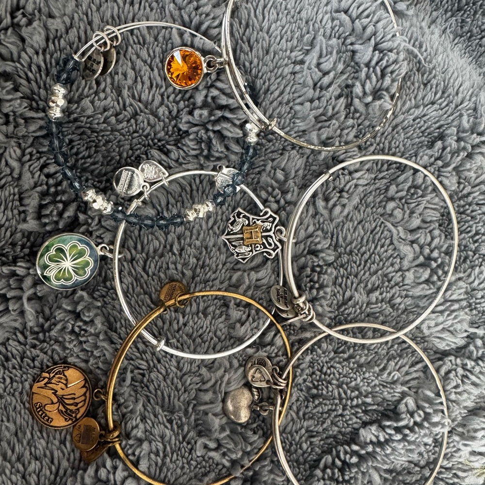 Alex and Ani Silver and Gold Charm Bracelets Set